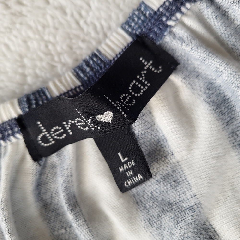 Derek Heart Blue Striped Belted Summer Dress Button Down Off Shoulder Option - Picture 4 of 9